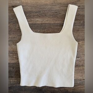 Reformation Size Large JULIA Ivory Organic Cotton/Nylon Ribbed Sweater Knit Tank